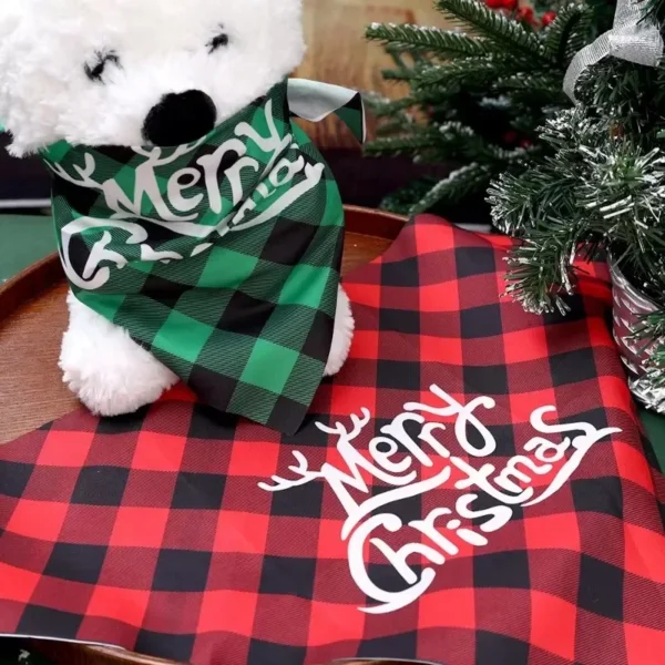 30/1PCS Dog Bandanas Cotton Triangular Scarf for Xmas Party - Image 3