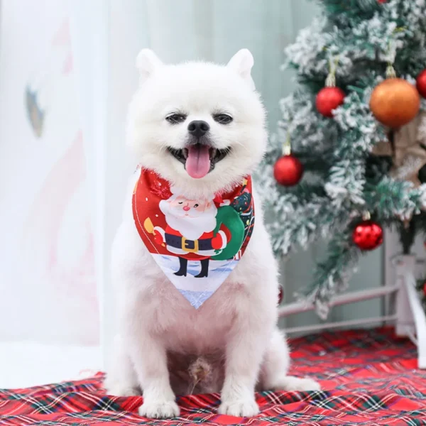 Christmas Dog Bandanas Santa Claus Holiday Scarf for Small Medium Pets - Image 4