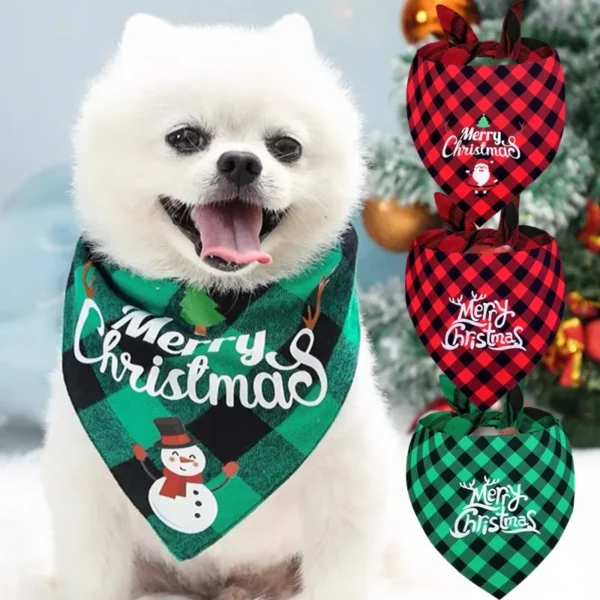 Christmas Dog Bandanas Triangle Scarf Santa Claus Print Pet Supplies - Image 2