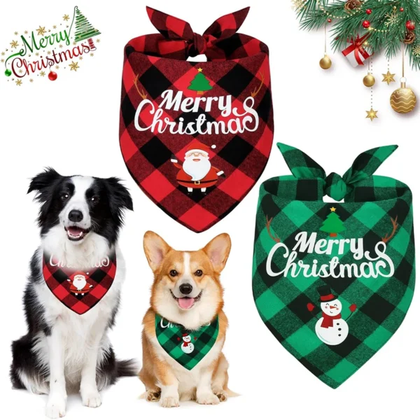 Christmas Dog Bandanas - Adjustable Holiday Scarf for Small to Large Dogs
