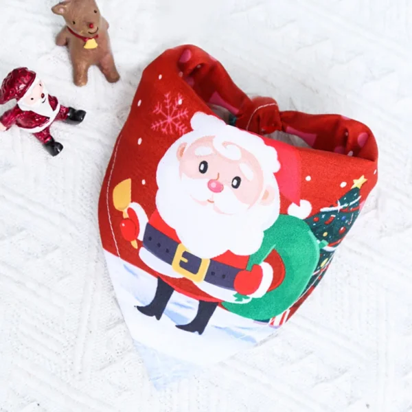 Christmas Dog Bandanas Santa Claus Holiday Scarf for Small Medium Pets - Image 3