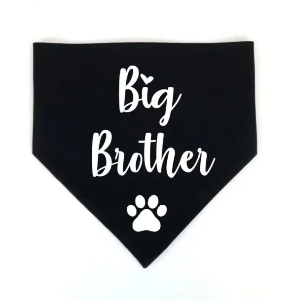 Dog Bandanas Baby Reveal Big Brother Sister Black White Scarf