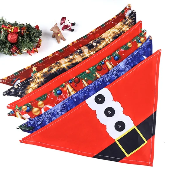 Christmas Dog Bandanas Santa Claus Holiday Scarf for Small Medium Pets - Image 5