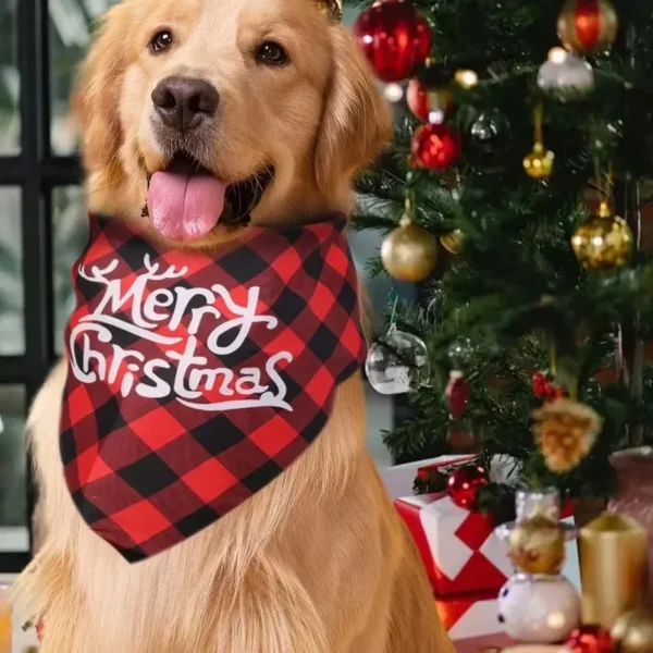 30/1PCS Dog Bandanas Cotton Triangular Scarf for Xmas Party - Image 5
