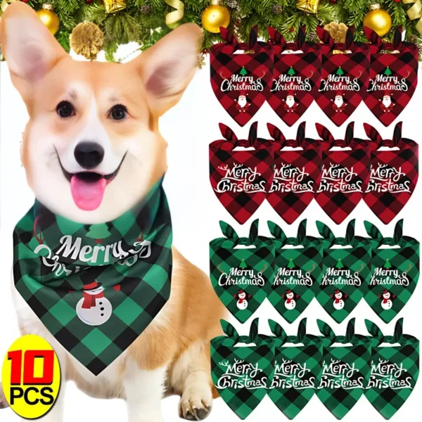 Christmas Dog Bandanas Triangle Scarf Santa Claus Print Pet Supplies