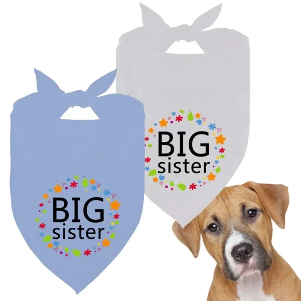 Dog Bandanas Big Sister Plaid Pregnancy Announcement Scarf