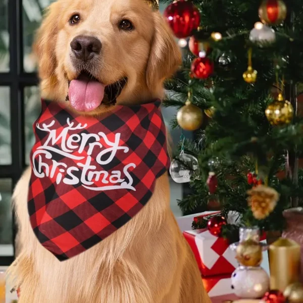 Christmas Dog Bandanas Triangle Scarf Santa Claus Print Pet Supplies - Image 3