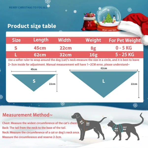 Christmas Dog Bandanas Santa Claus Holiday Scarf for Small Medium Pets - Image 6