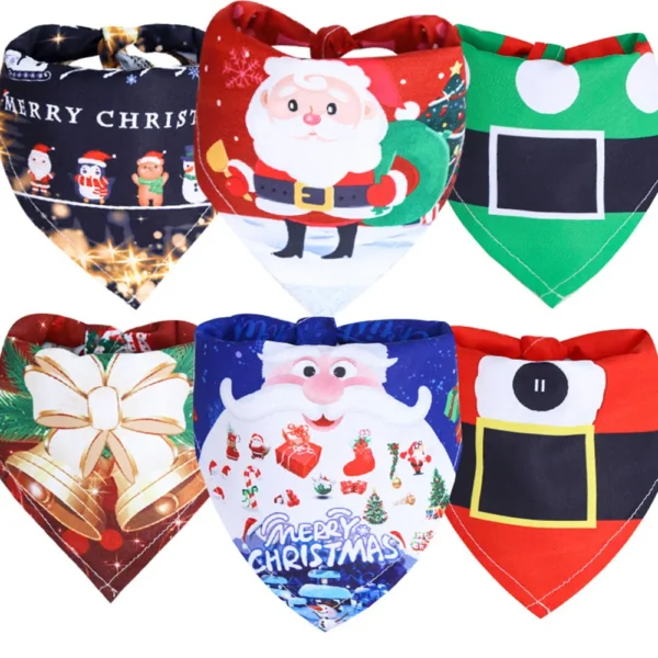 Christmas Dog Bandanas Santa Claus Holiday Scarf for Small Medium Pets