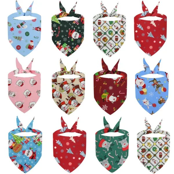 Dog Bandanas Christmas Santa Claus Scarf Bibs Pet Accessories