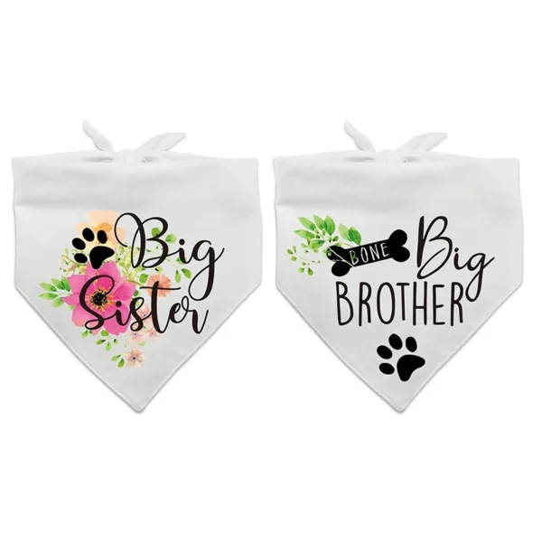 Dog Bandanas Big Sister Big Brother Announcement Photo Scarf