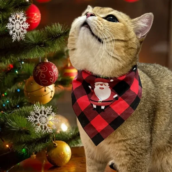 Christmas Dog Bandanas Triangle Scarf Santa Claus Print Pet Supplies - Image 5