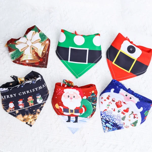 Christmas Dog Bandanas Santa Claus Holiday Scarf for Small Medium Pets - Image 2