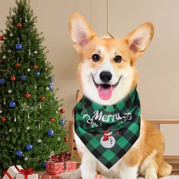 Christmas Dog Bandanas Triangle Scarf Santa Claus Print Pet Supplies - Image 4