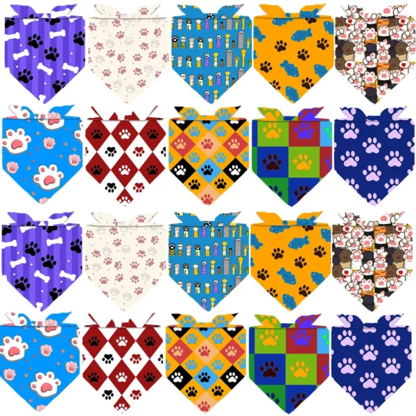Dog Bandanas 30PCS Claw Style Scarf for Small Dogs, Puppies