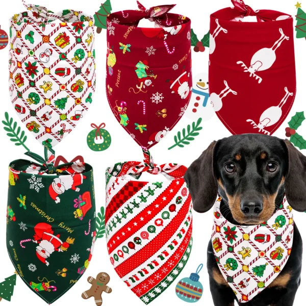 Dog Bandanas 100PCS Christmas Cotton Scarf for Pets, Custom